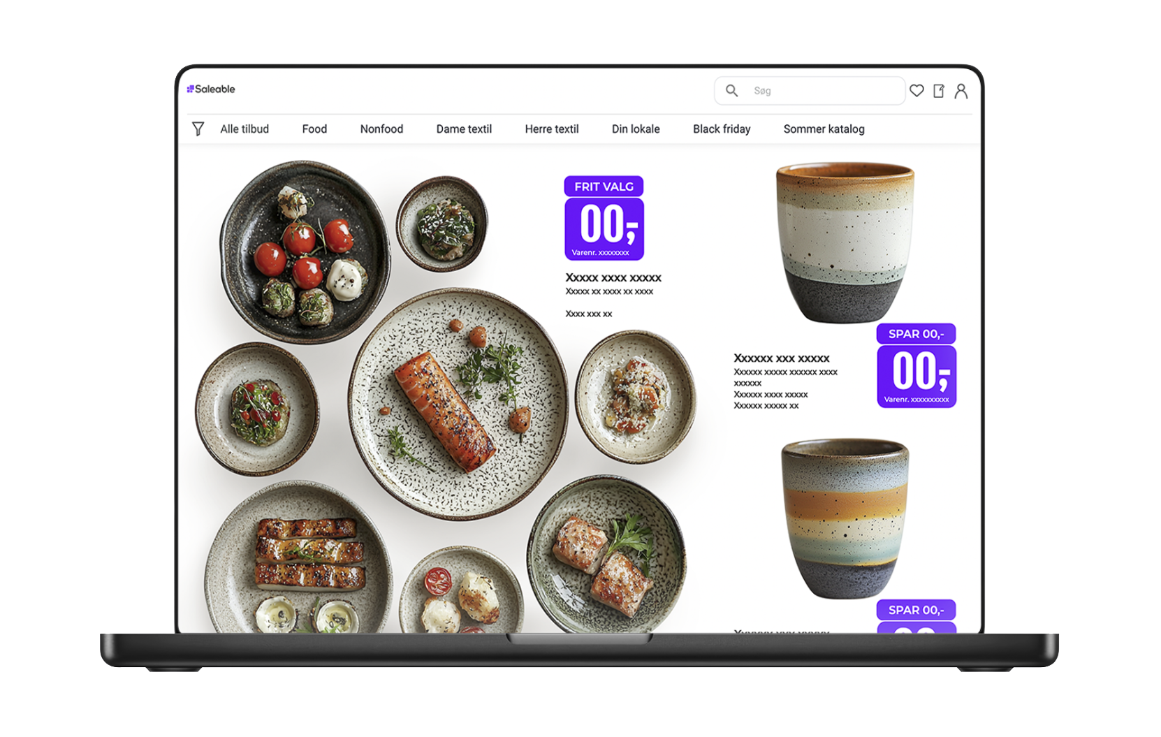 Saleable platform vist på en bærbar computer